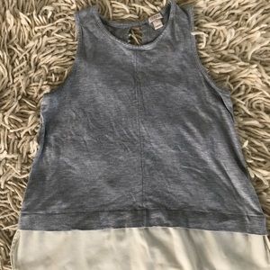 J crew grey sleeveless top with cream underlay